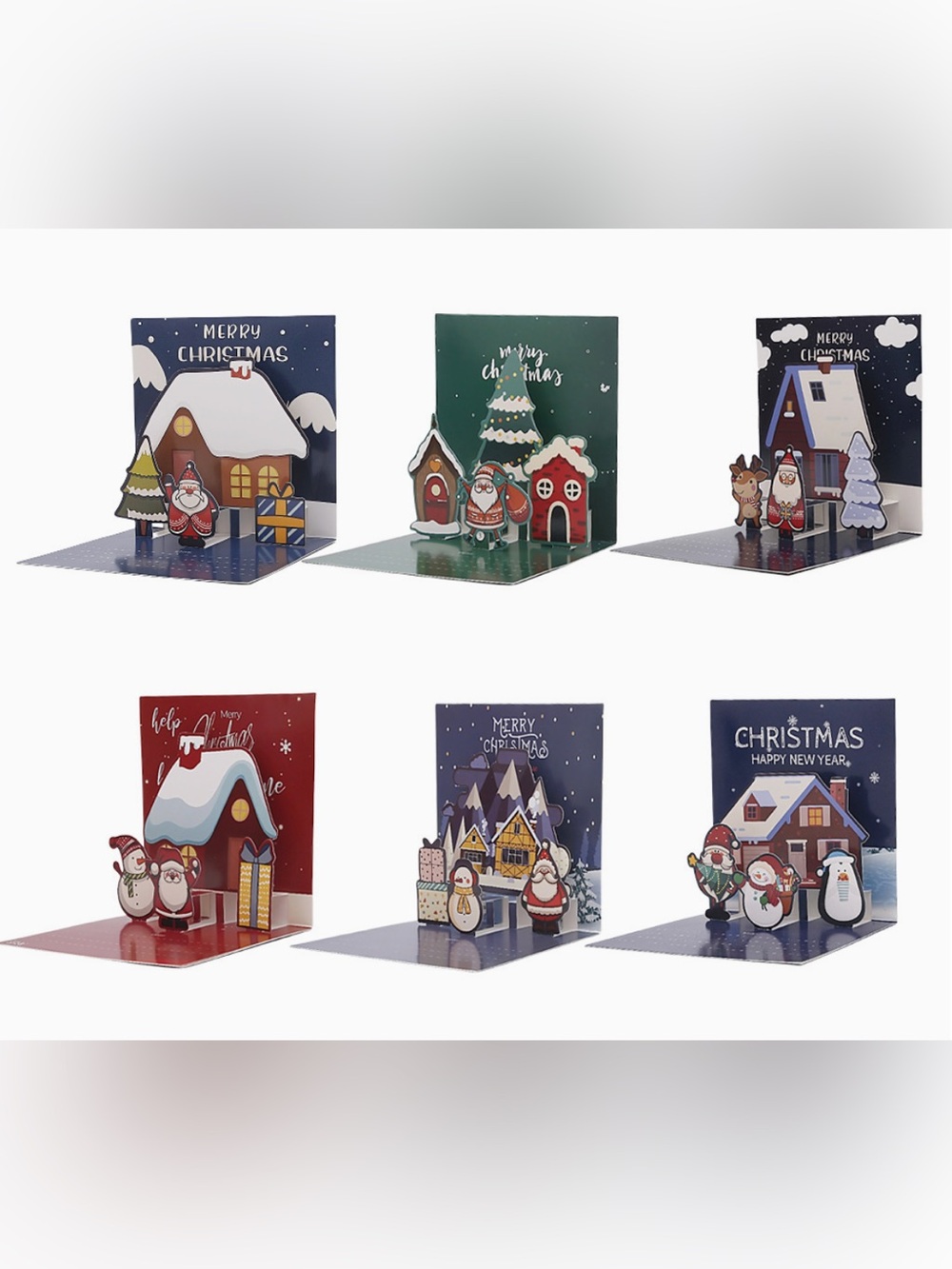 6 Pack Small Pop Up Christmas Gift Card with Envelopes Stickers 3D Cute Holiday